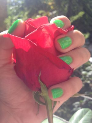 Red rose Green Nails